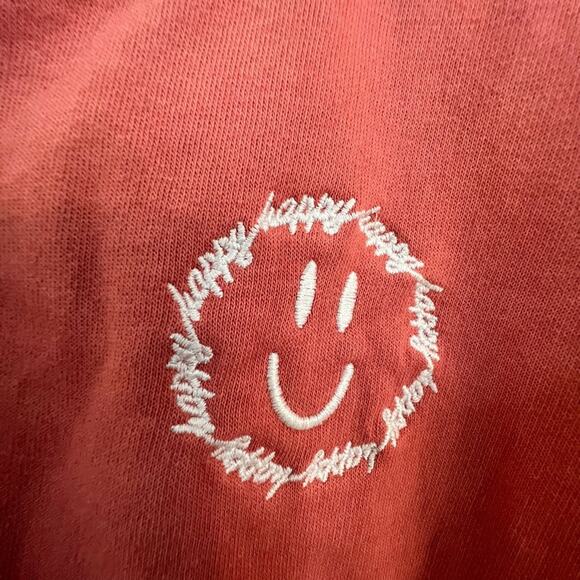 Jolie and Joy Crew Crew Neck Smiley Face Happy Sweatshirt Coral color - Picture 5 of 6